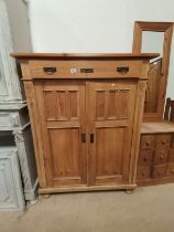 Antique Pine Cupboard with internal shelves and a drawer above