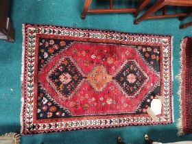 Afghan wool rug reds, creams, black