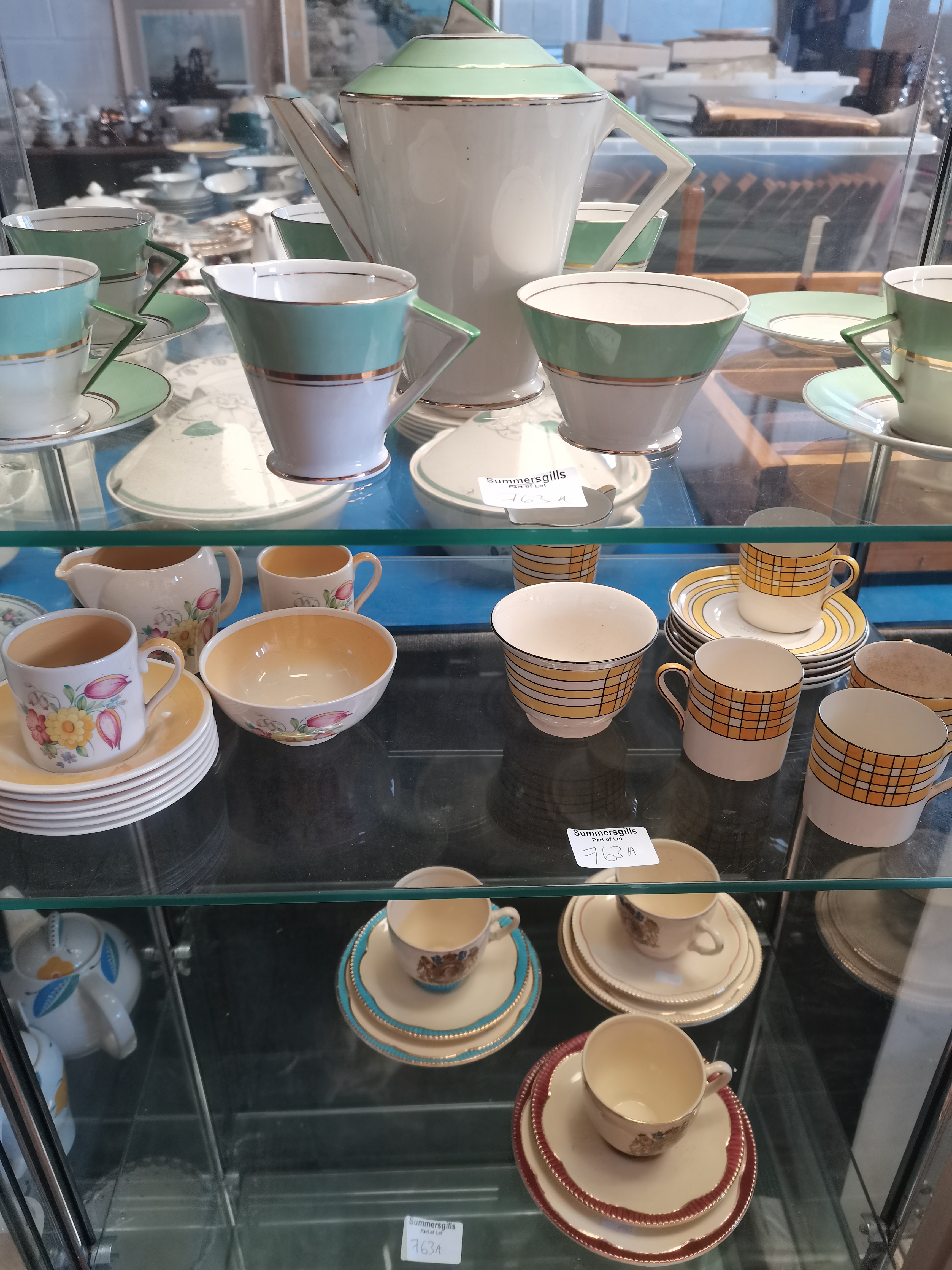 Vintage / retro tea sets incl x3 Clarice Cliff Queen Elizabeth Coronation tea cup, saucer & plates