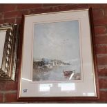 A coastal landscape picture, together with a Venice canal scene picture, 20th Century