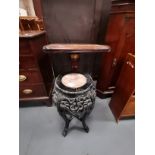 An Antique mahogany Draughtsman table plus an Antique ebonised Chinese plant stand