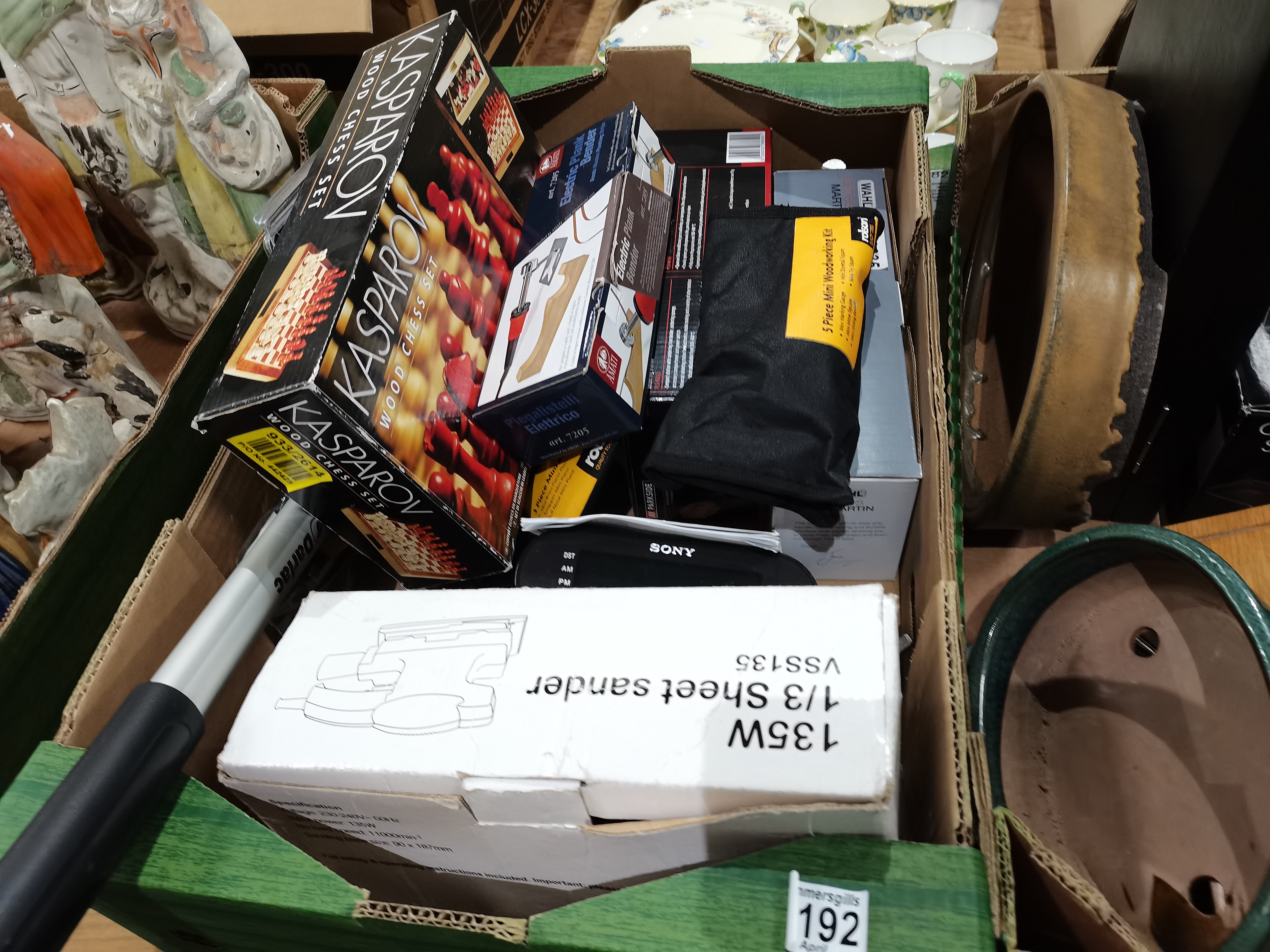 4 x boxes of tools, woodworking kit, chess set, vintage Union Flag, Dremel Workstation etc - Image 4 of 4