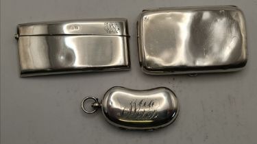 A silver card case, cigarette case and sovereign case