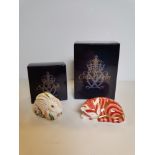 Royal Crown Derby Sleeping Ginger Kitten and Baby Rabbit Paperweight