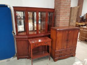 Display Cabinet, TV Cabinet and side table set in Mahogany/Rosewood