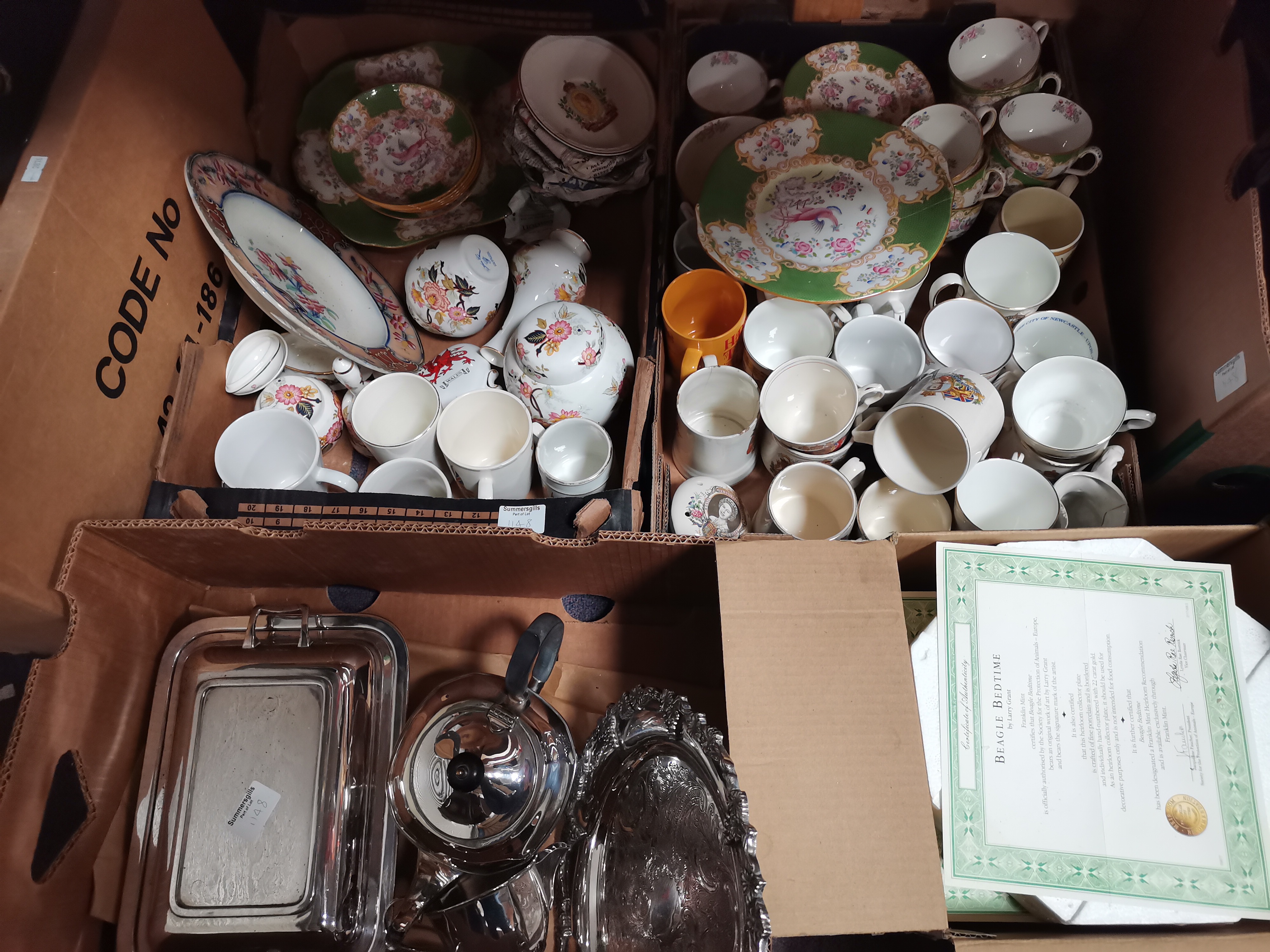 7 x boxes of Coronation items, silver plated items, ltd edt plates, masons china, etc - Image 3 of 4