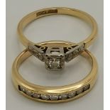 An 18 carat gold and platinum solitaire diamond ring, and another