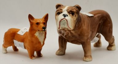A Beswick dog and a Sylvac dog