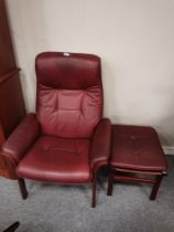 G Mobel Sweden Leather Armchair recliner with foot