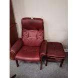 G Mobel Sweden Leather Armchair recliner with foot