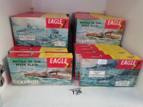 40+ Vintage boxed Eagle kits of Battleships Circa 1960s.