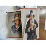 Pair of hanging Vintage Canvases depicting Indian Characters