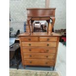 Antique Mahogany chest of drawers with graduated drawers plus music stool