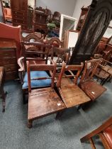 A group of early oak chairs x 7