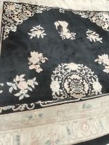 Very Large black and cream Chinese rug