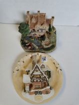 x2 David Winter Cottages "Tiny Tim Christmas Plaque 1996" and "Willow Gardens"
