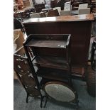 An Edwardian mahogany 1m long x 30cm bookcase, etc