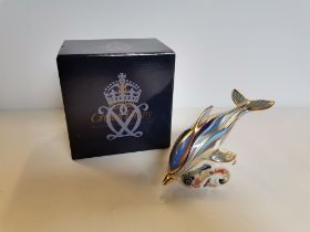 Royal Crown Derby Striped Dolphin Paperweight
