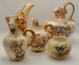 A pair of Royal Worcester blush jugs, etc.