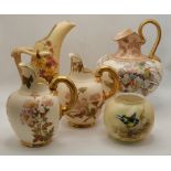 A pair of Royal Worcester blush jugs, etc.