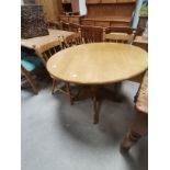 Pine kitchen table (round) and 3 chairs D100cm