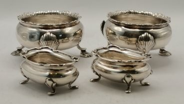 Two pairs of open silver salts