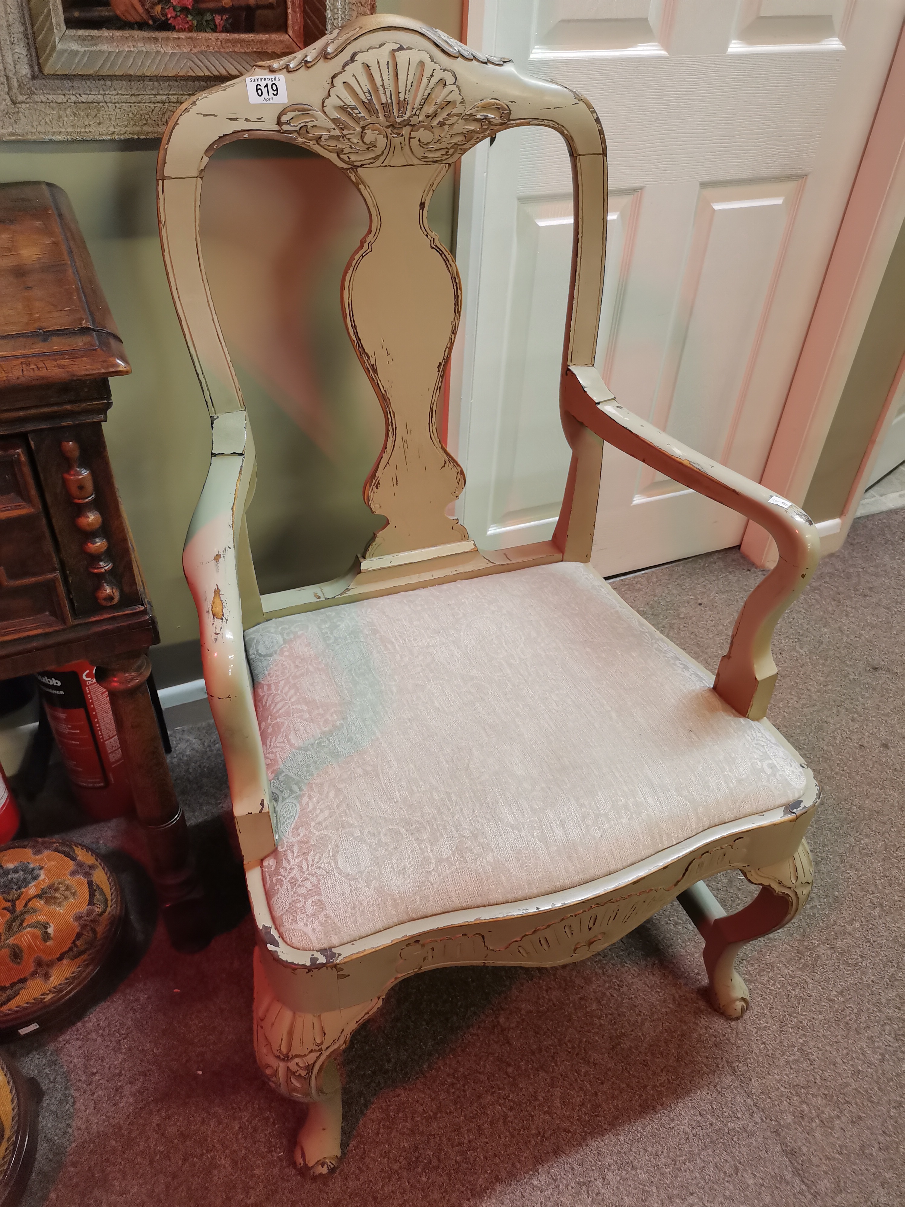 A Swedish style shabby chic armchair - Image 2 of 2