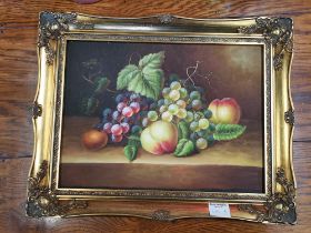 20th Century Still life of fruit, oil on canvas