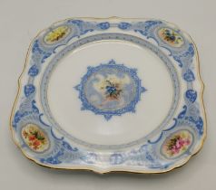 A Royal Worcester square cabinet plate, early 20th Century