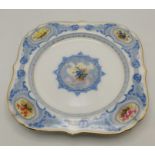 A Royal Worcester square cabinet plate, early 20th Century