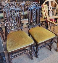 Antique Oak Carved High Backed chairs