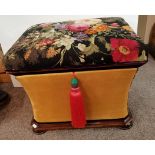 A 19th Century sarcophagus storage ottoman newly recovered h 44cm x w 54cm x d 43cm