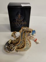 Royal Crown Derby Paperweight - Coral Seahorse
