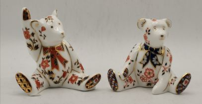 Royal Crown Derby Teddy Bears, "William & Alice" Mini Paperweights