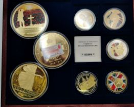 A set of gold-plated commemorative coins, '100 Years Remembrance Day'