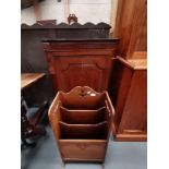 An Georgian oak corner cupboard and a 20th century mahogany magazine rack