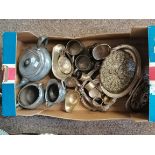 Box of Silver plated and pewter items