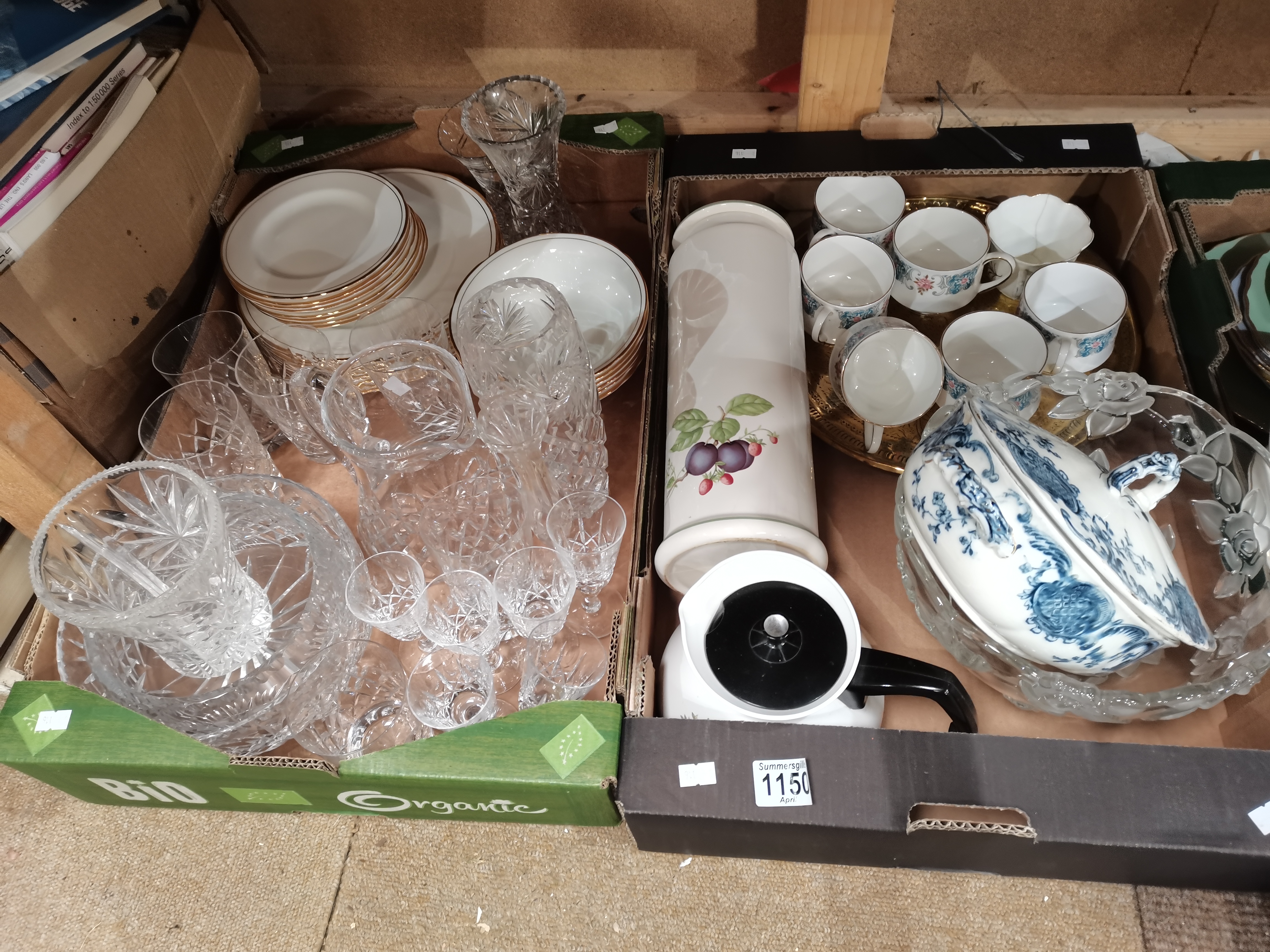 4 Boxes of Pottery, Cut Glassware and 2 Royal Doulton Ladies HN2378 Simone and HN2304 Adrienne, Anti - Image 3 of 3