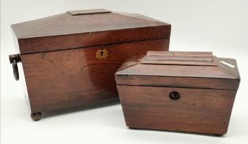 A wooden table casket and a wooden tea caddy