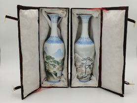 A pair of Chinese eggshell porcelain vases, 20th Century