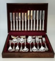 A silver-plated canteen of cutlery for six persons