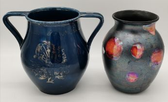 A Poole Pottery baluster vase, and a large Wedgwood twin-handled vase