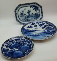 x3 Blue and White Porcelain platters