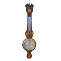 A. GUARNERIO OF HUNTINGDON, A 19TH CENTURY MAHOGANY AND MARQUETRY INLAID WHEEL BAROMETER The