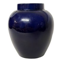 A 1930’S WILLIAM MOORCROFT POTTERY MIDNIGHT BLUE LUSTRE GROUND VASE/JAR Green signature, impressed