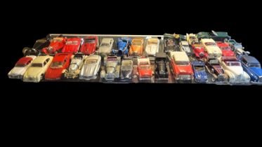 A COLLECTION OF THIRTY LARGE VINTAGE DIECAST MODEL VEHICLES Including Solido Rolls Royce, Dirago E