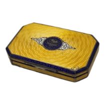 A LATE 19TH/EARLY 20TH CENTURY CONTINENTAL SILVER AND ENAMEL BOX Having a blue enamel border on