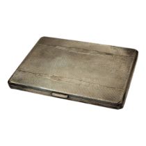 AN ART DECO SILVER MILITARY PRESENTATION CIGARETTE CASE Rectangular form with stepped design,