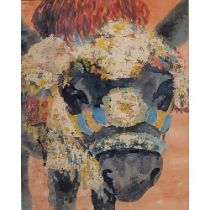 ERIC BRUCE MCKAY, 1907 - 1989, FOUR PASTEL ON PAPER STUDIES To include a donkey wearing a floral