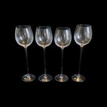 MOSER, CZECHOSLOVAKIA, OF KARLOVY VARY FACTORY, A BOXED SET OF FOUR CRYSTAL GLASS SLIM GENTLEMAN